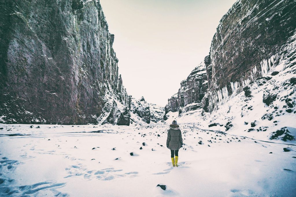 go for a short hike in winter iceland 