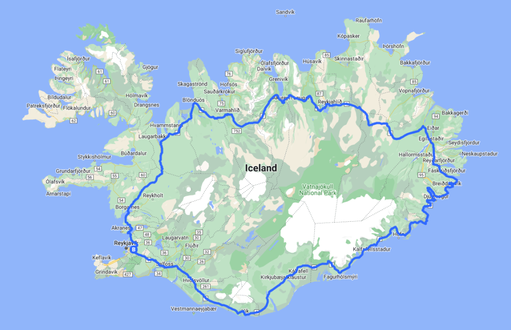 the Iceland route one ring road