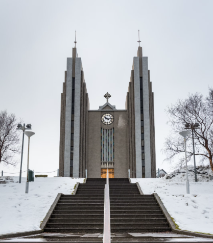 the Akureyri church in North Iceland