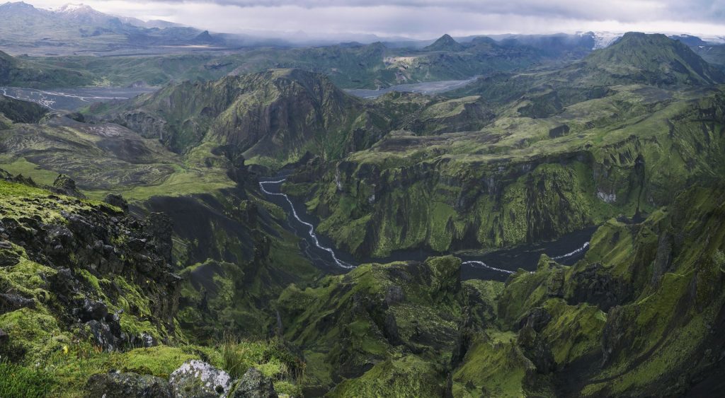 the view at the Thorsmork vally in Iceland highland