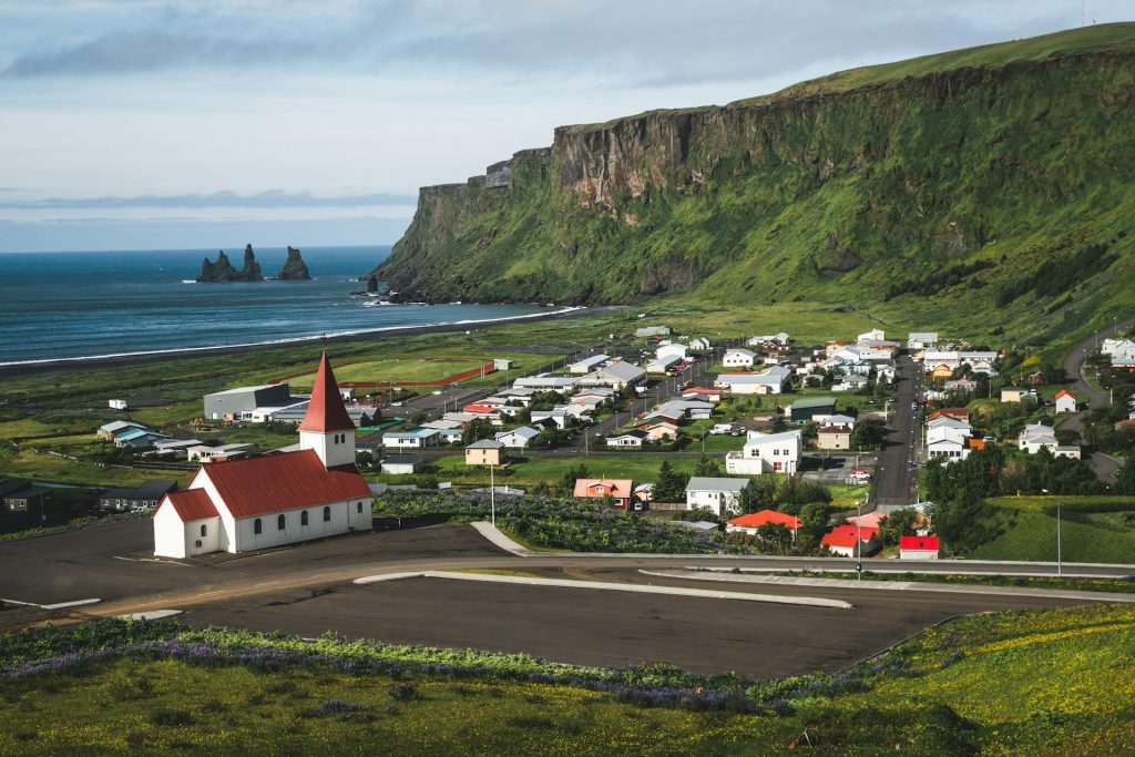 vik town summer iceland view