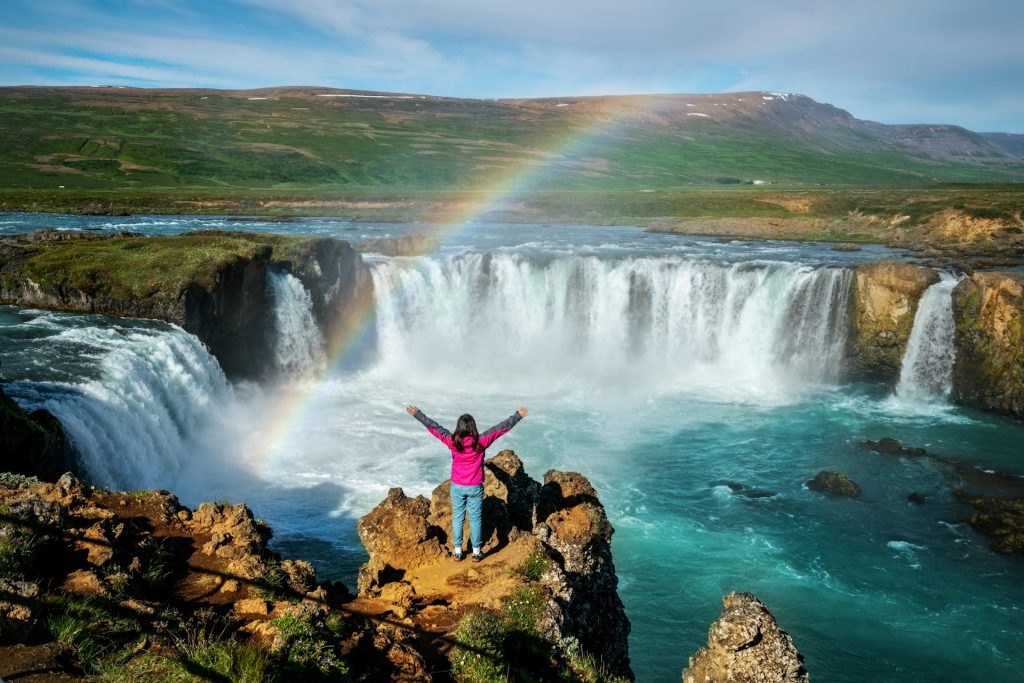 the godafoss waterfall in North Iceland