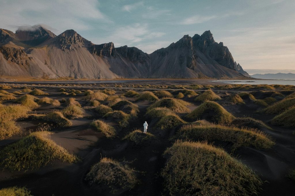  Stokksnes Black Sand Beach  Nestled near the dramatic Vestrahorn mountain