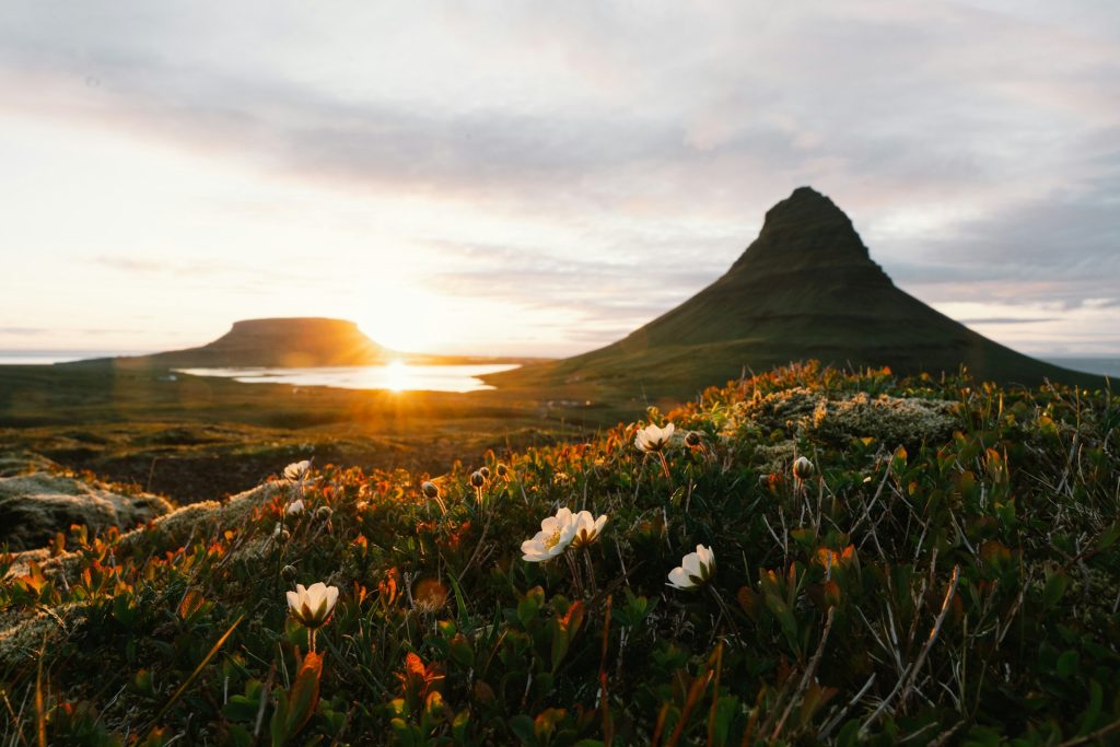 A summer view of the kirkjufell mountain in west Iceland