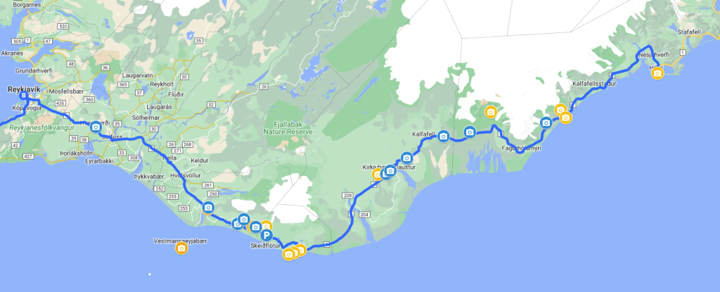 South coast Iceland map
