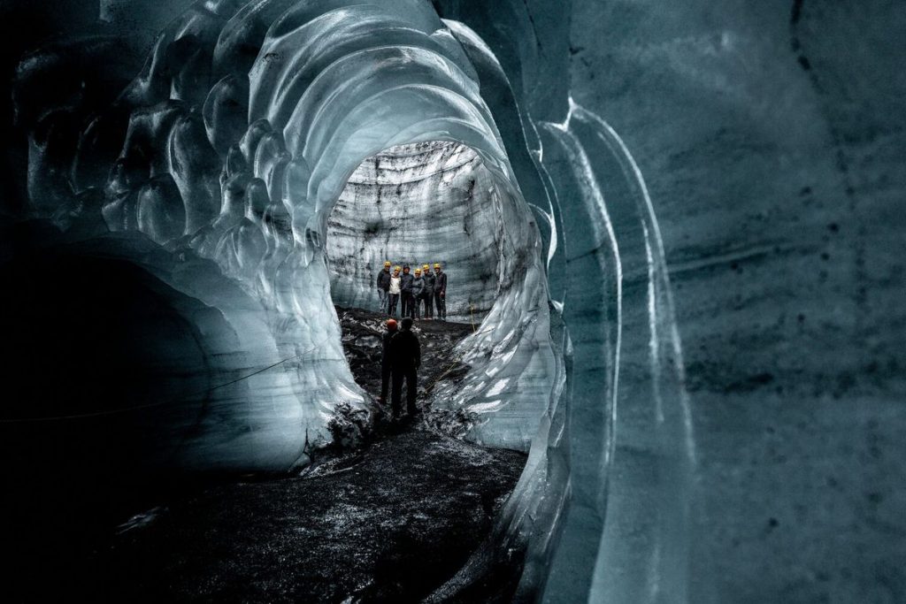 the view inside the katla ice cave