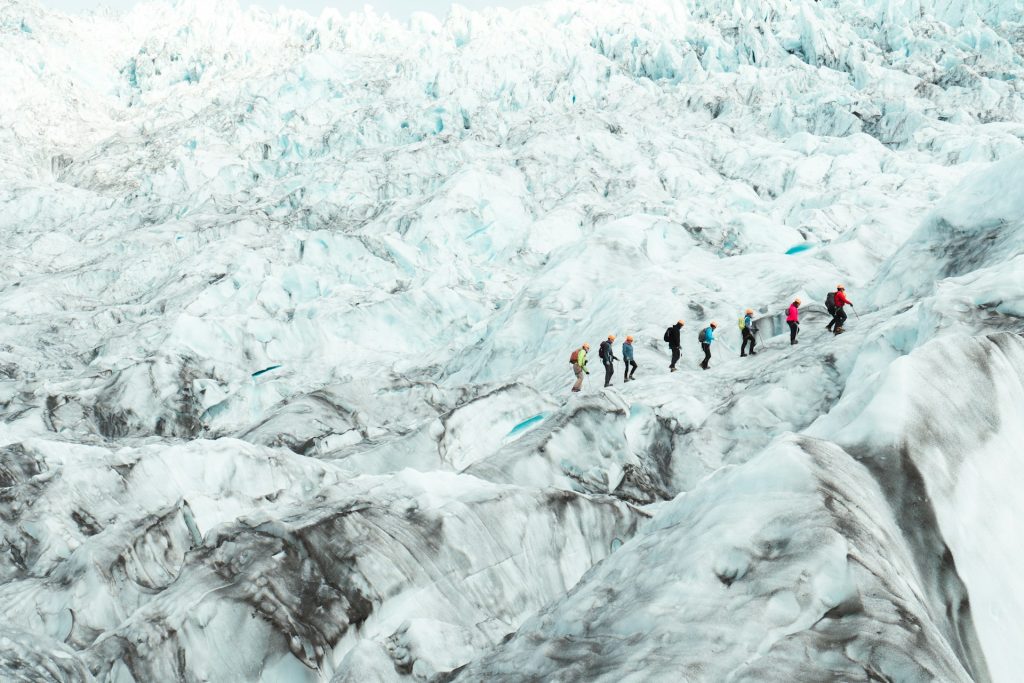 glacier hiking on the Vatnajökull glacier in Iceland 