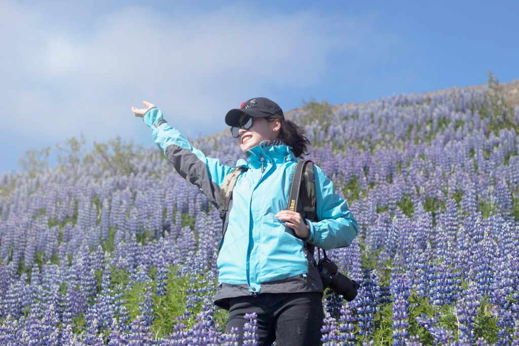 a happy traveller in Iceland