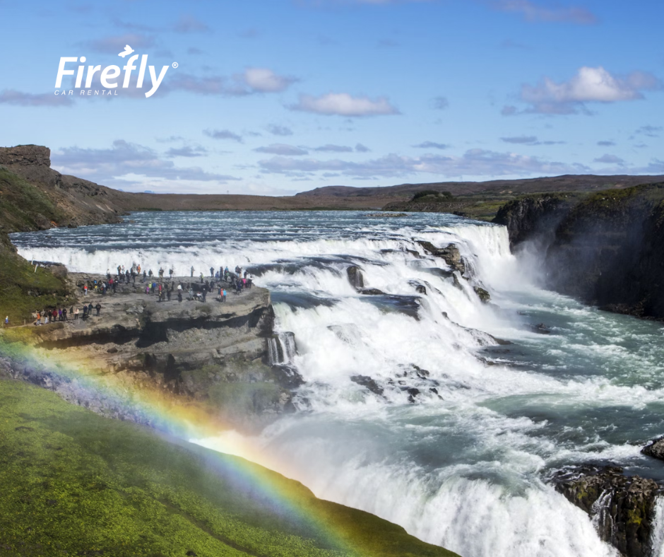 iceland golden circel gullfoss waterfall in summer