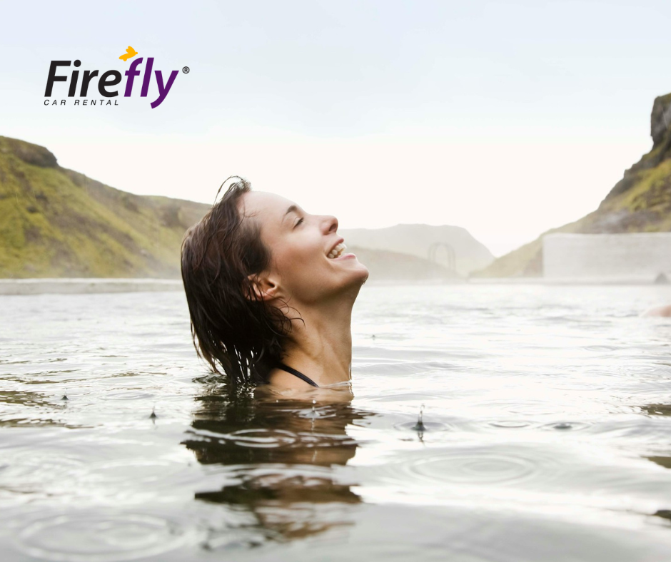 enjoy a free natural hot sping in Iceland